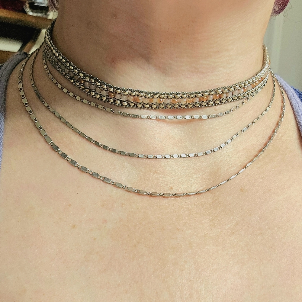 Nakamol Layered Silver Choker Necklace - Picture 3 of 5
